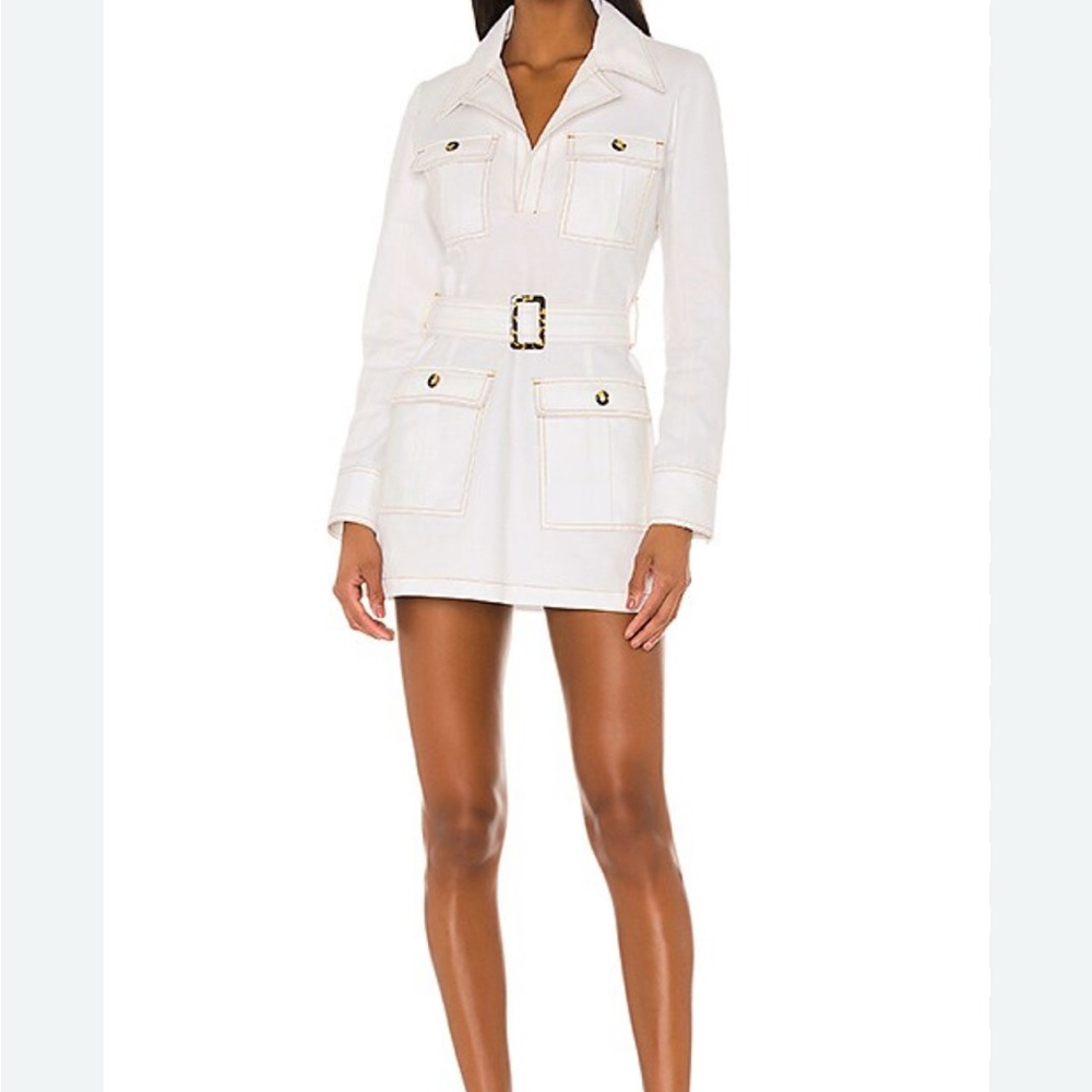 White Belted Women's Jacket- Solid And Stripped D… - image 1